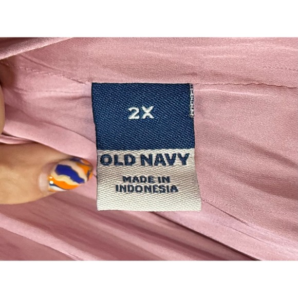 Old Navy Pink Satin V Neck Smocked Waist Midi Dress Plus Size 2X - Picture 5 of 6